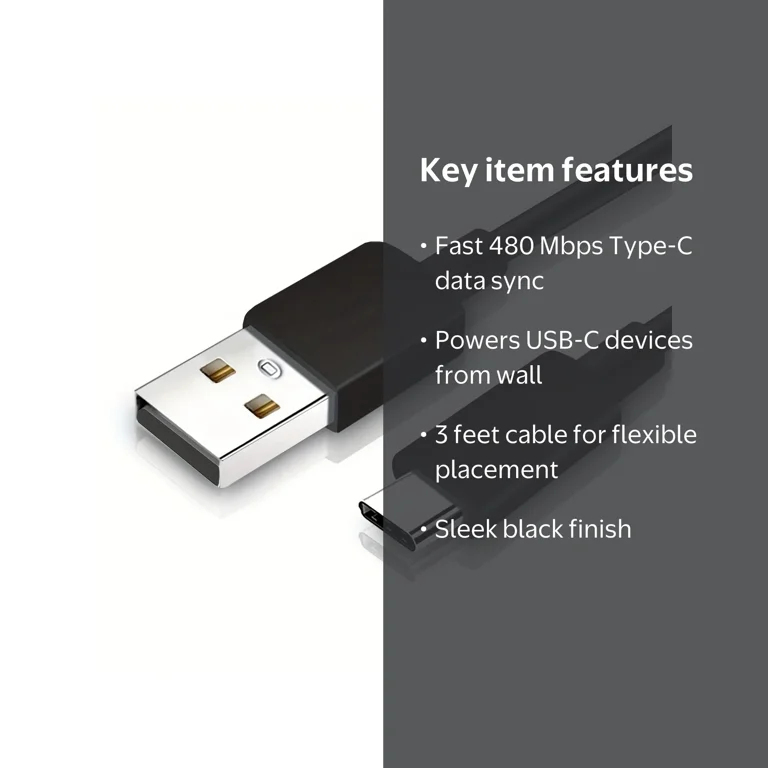 Type-C USB Data/Charger Cable for Samsung Galaxy Tab A9+, A9
