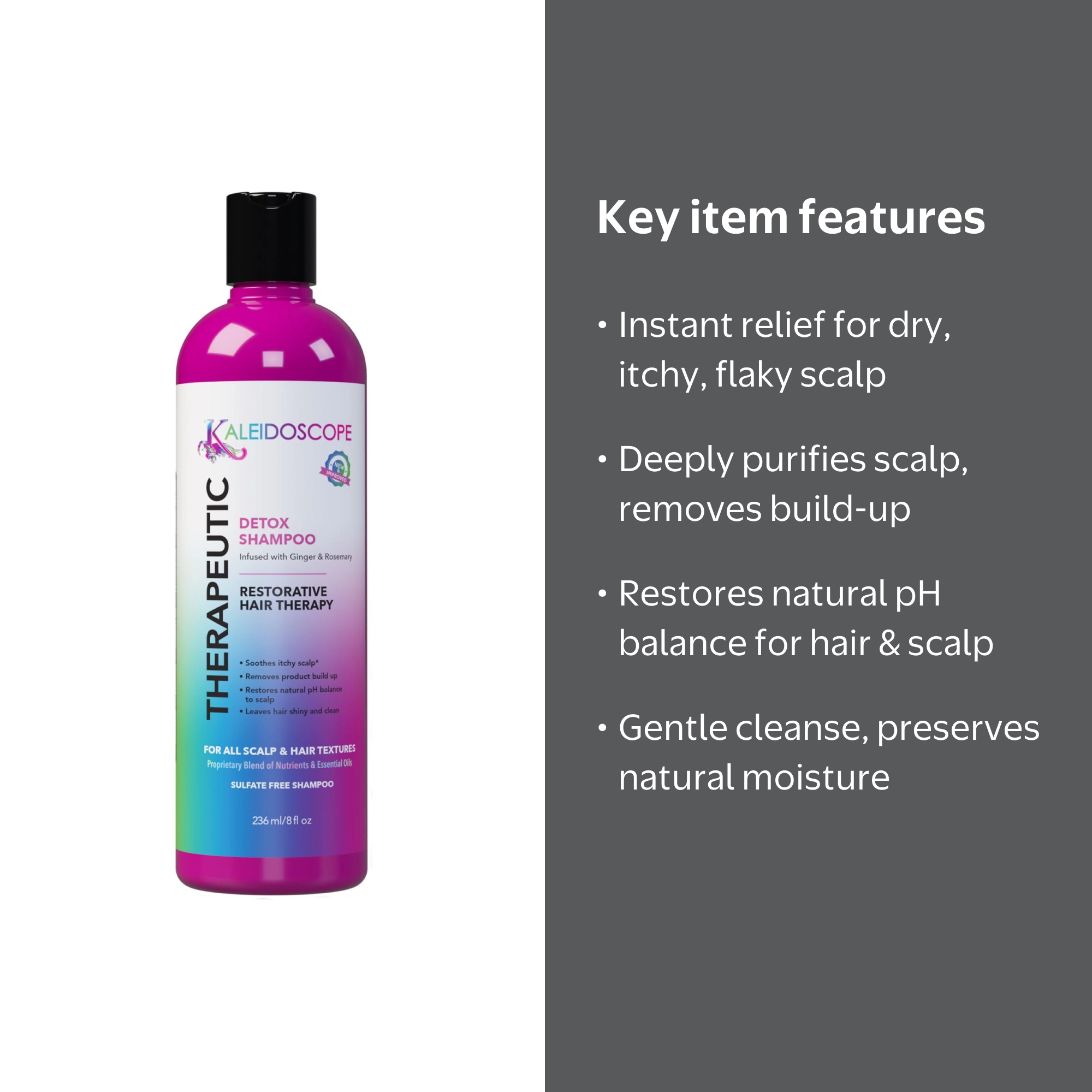 Kaleidoscope Therapeutic, Detox Shampoo, 8 oz, for All Hair Types