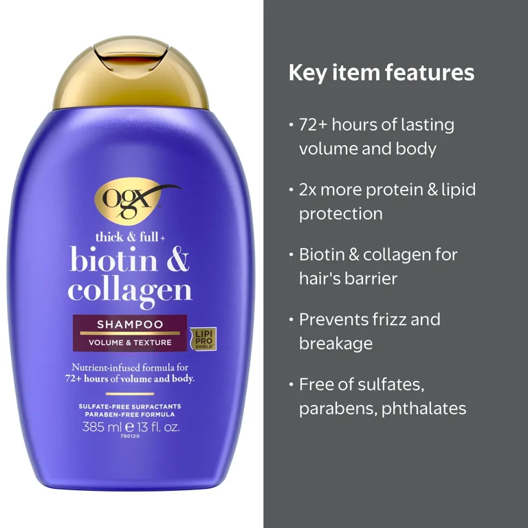 OGX, Thick & Full Biotin Collagen Shampoo, 13 fl. oz, Volumizing