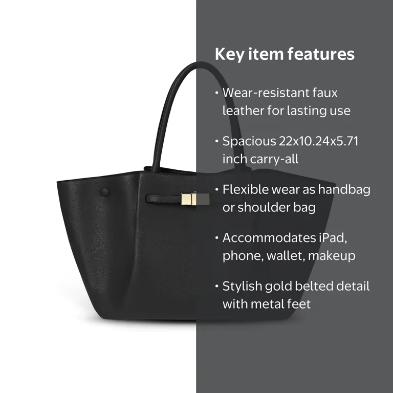 Juoxeepy Tote Bag Faux Leather Work Bag for Women Soft Grained