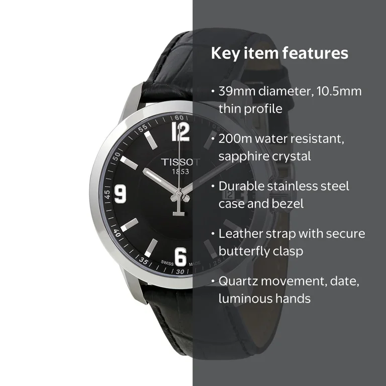 Tissot PRC 200 Men's Sport Watch, Quartz, Black Dial & Leather