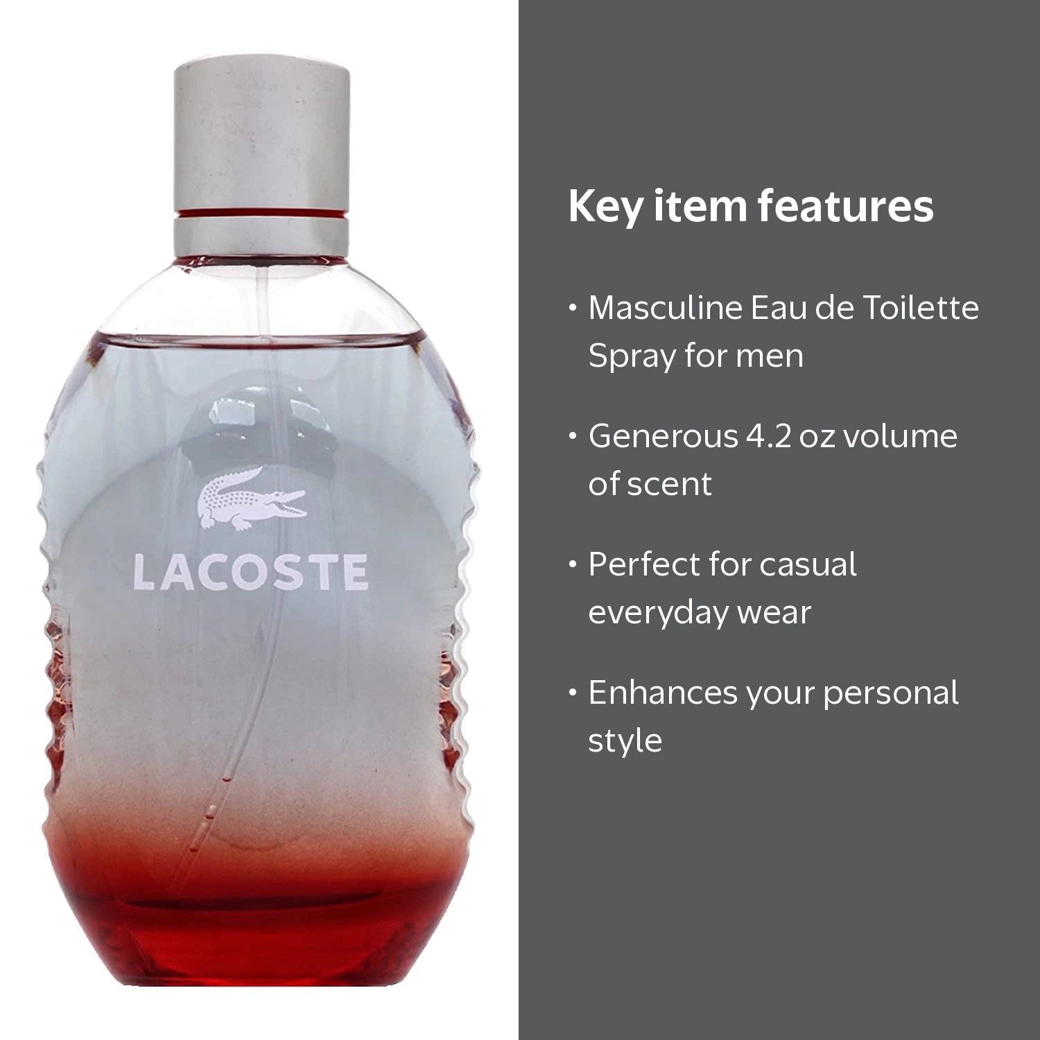 Lacoste Red Eau de Toilette Spray, 4.2 oz, Men's Fragrance, Casual