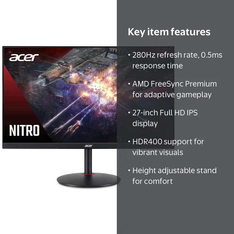 Acer 27” 280Hz IPS Full HD Gaming monitor 0.5ms AMD FreeSync