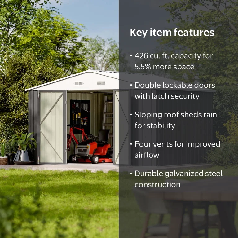 Patiowell 10 x 8 ft. Outdoor Metal Shed with Lockable Door
