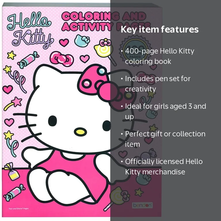 Hello Kitty 400 pg Coloring Book & Coloring Pen Set, Girls