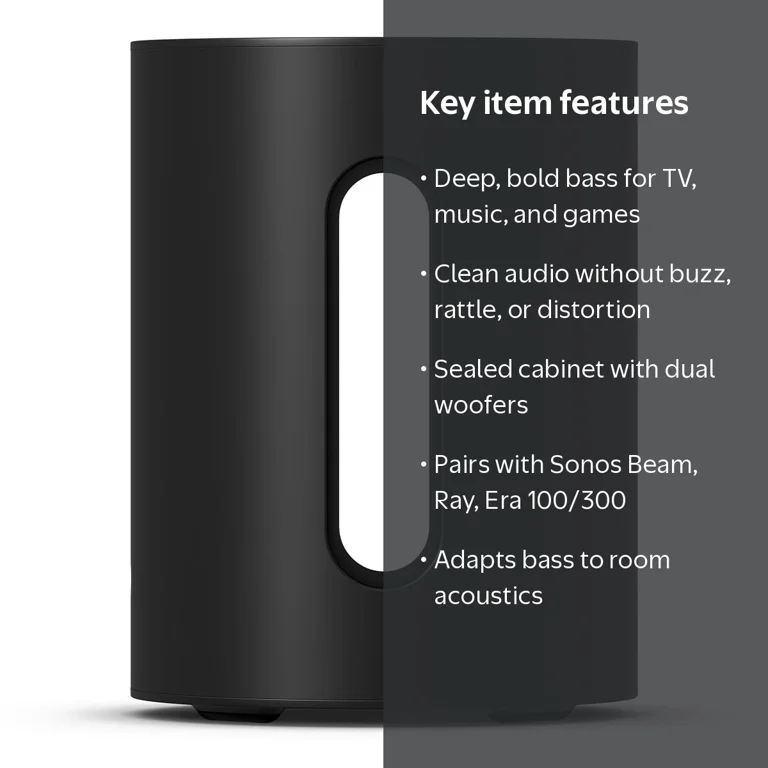 Sonos Sub Mini Wireless Bluetooth Home Surround Sound Speaker