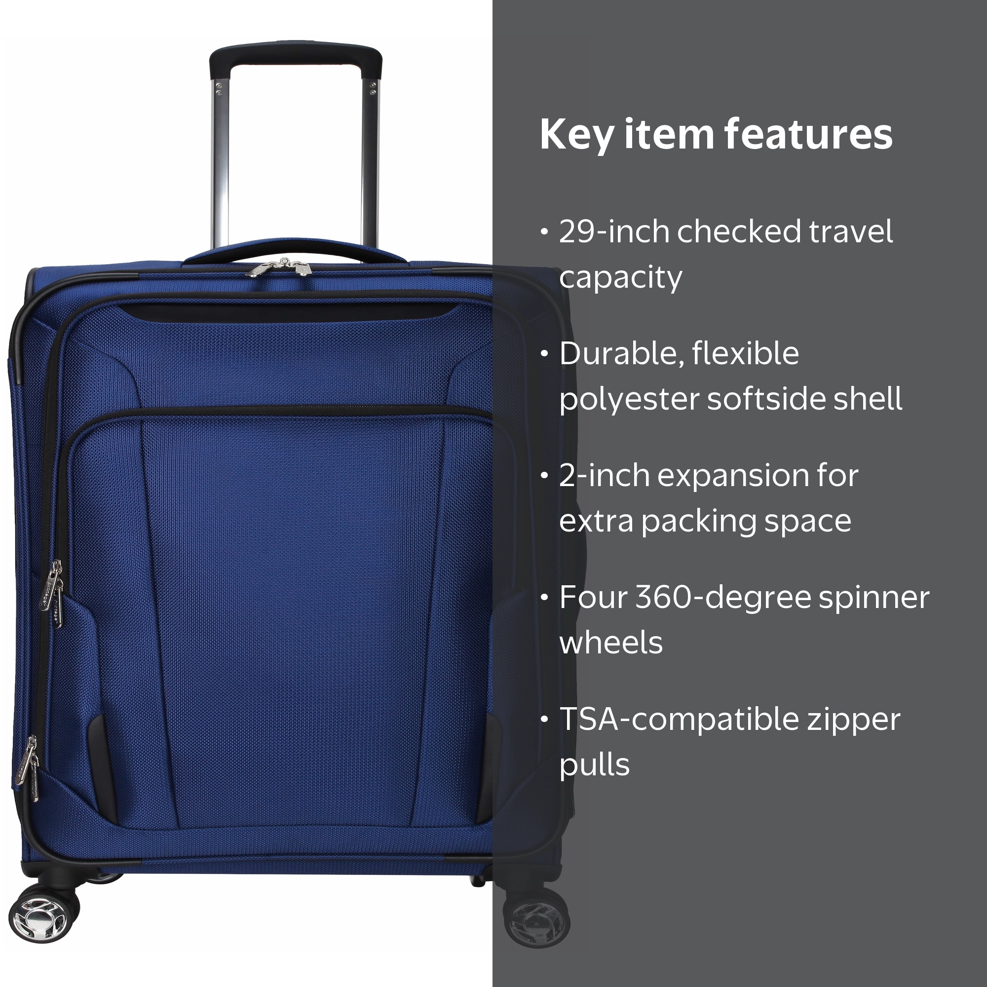 Protege Ashfield 29 in Softside Upright Luggage, Navy Blue