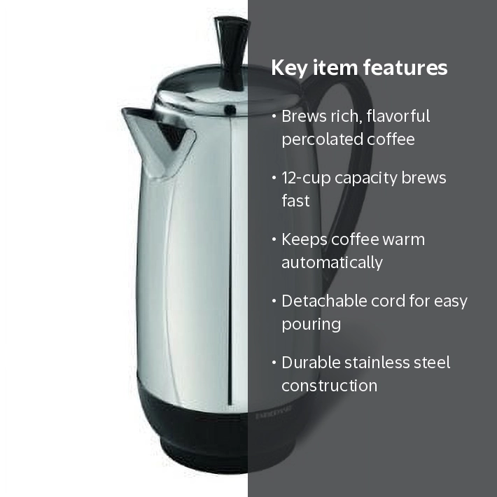 Farberware FCP412 Stainless Steel 12 Cup Coffee Pot Percolator