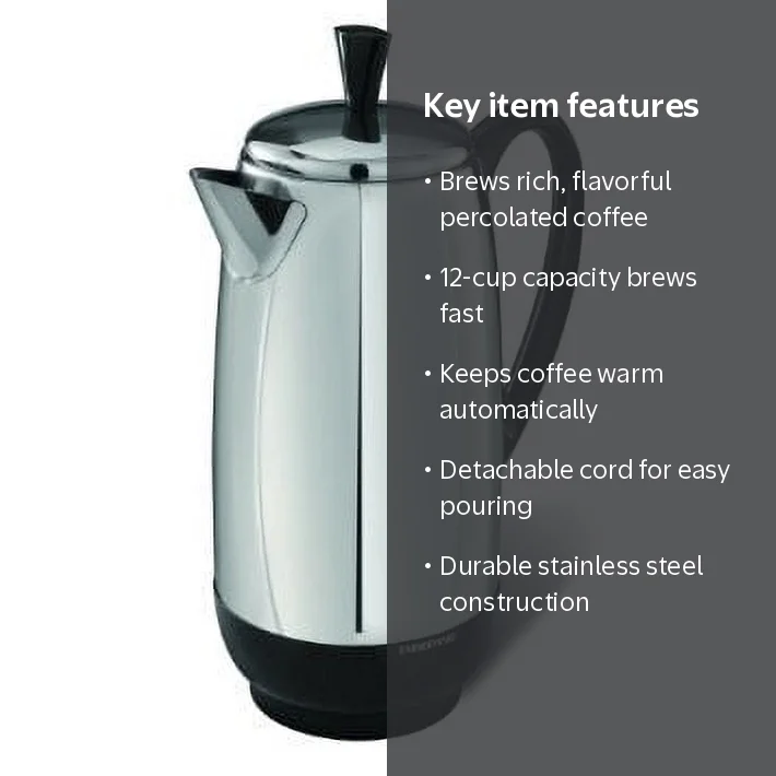 Farberware FCP412 Stainless Steel 12 Cup Coffee Pot Percolator