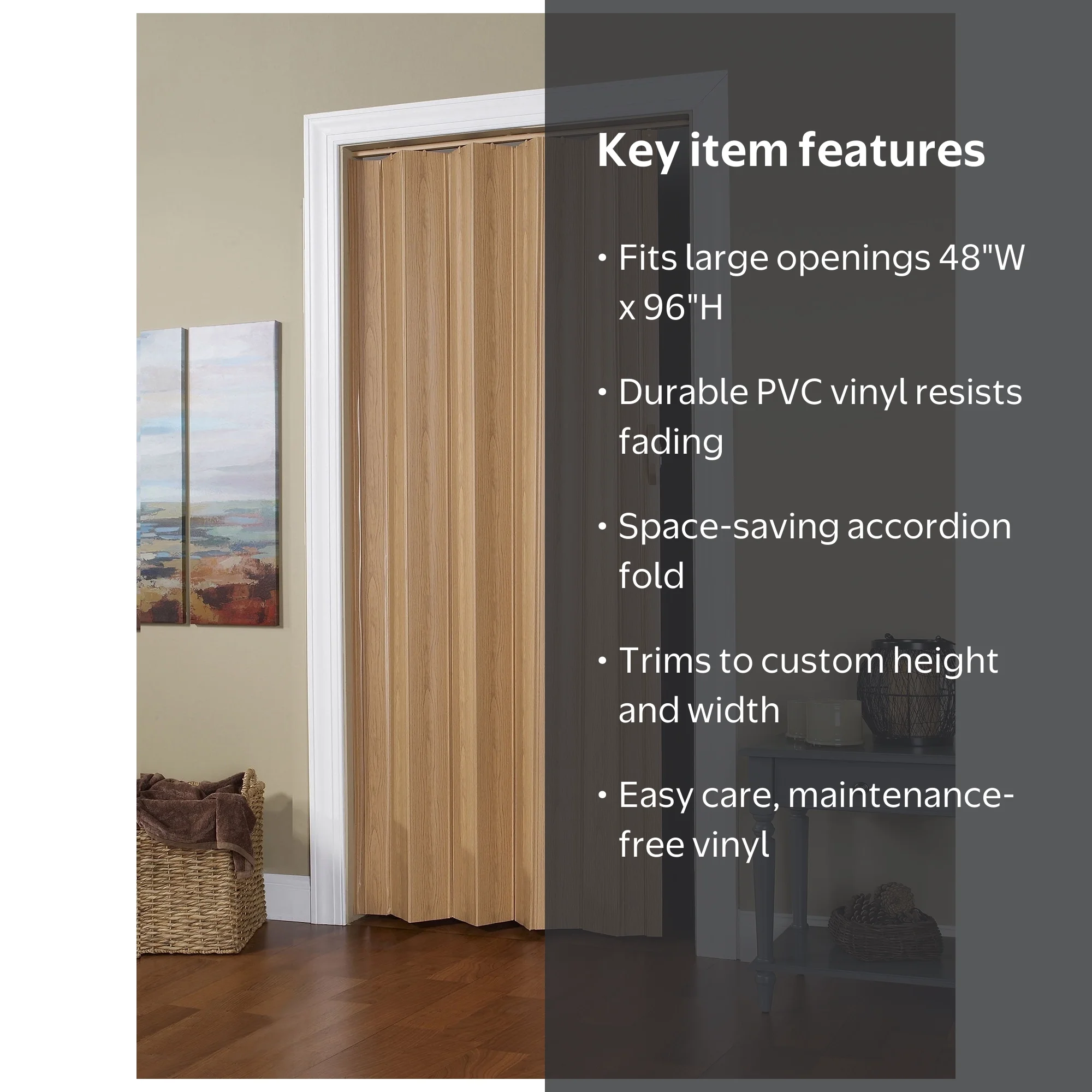 Spectrum Via Sliding Foldable Interior Closet, 48x96 Accordion