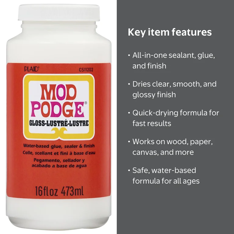 Mod Podge Gloss Waterbase Sealer, Glue, and Finish, 16 fl oz