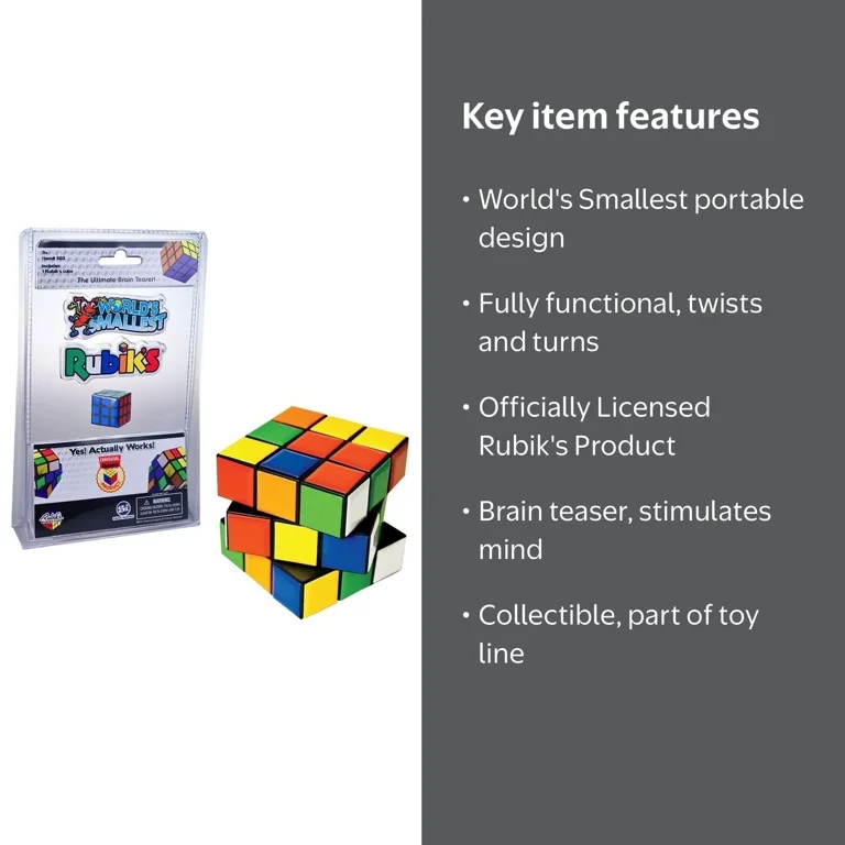 World's Smallest Rubik's Cube - Mini Puzzle, Travel Toy, Brain