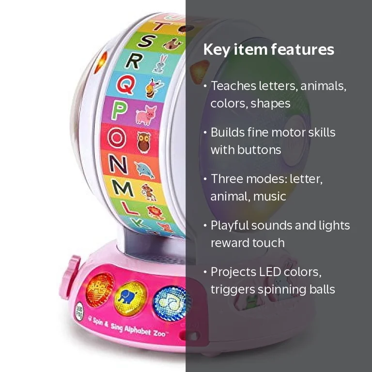 LeapFrog, Spin and Sing Pink Alphabet Zoo, Interactive Learning