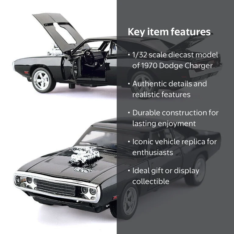 1970 Dodge Charger Diecast Action Figure Play Vehicle - Walmart.com