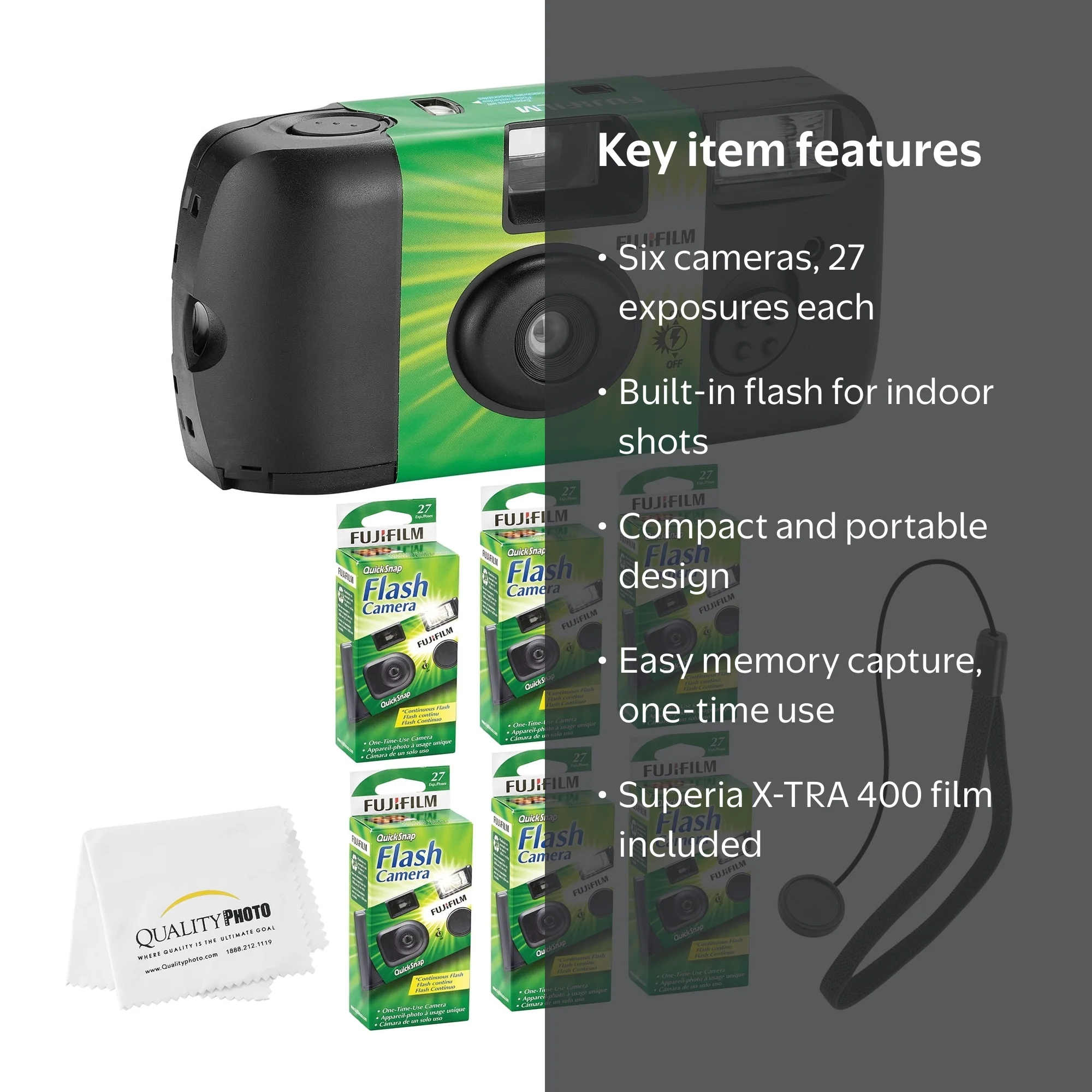 Fujifilm QuickSnap Flash 400 Disposable 35mm Camera (6 Pack)+