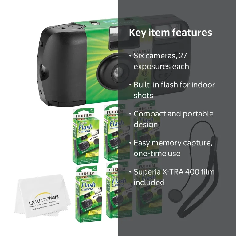 Fujifilm QuickSnap Flash 400 Disposable 35mm Camera (6 Pack)+