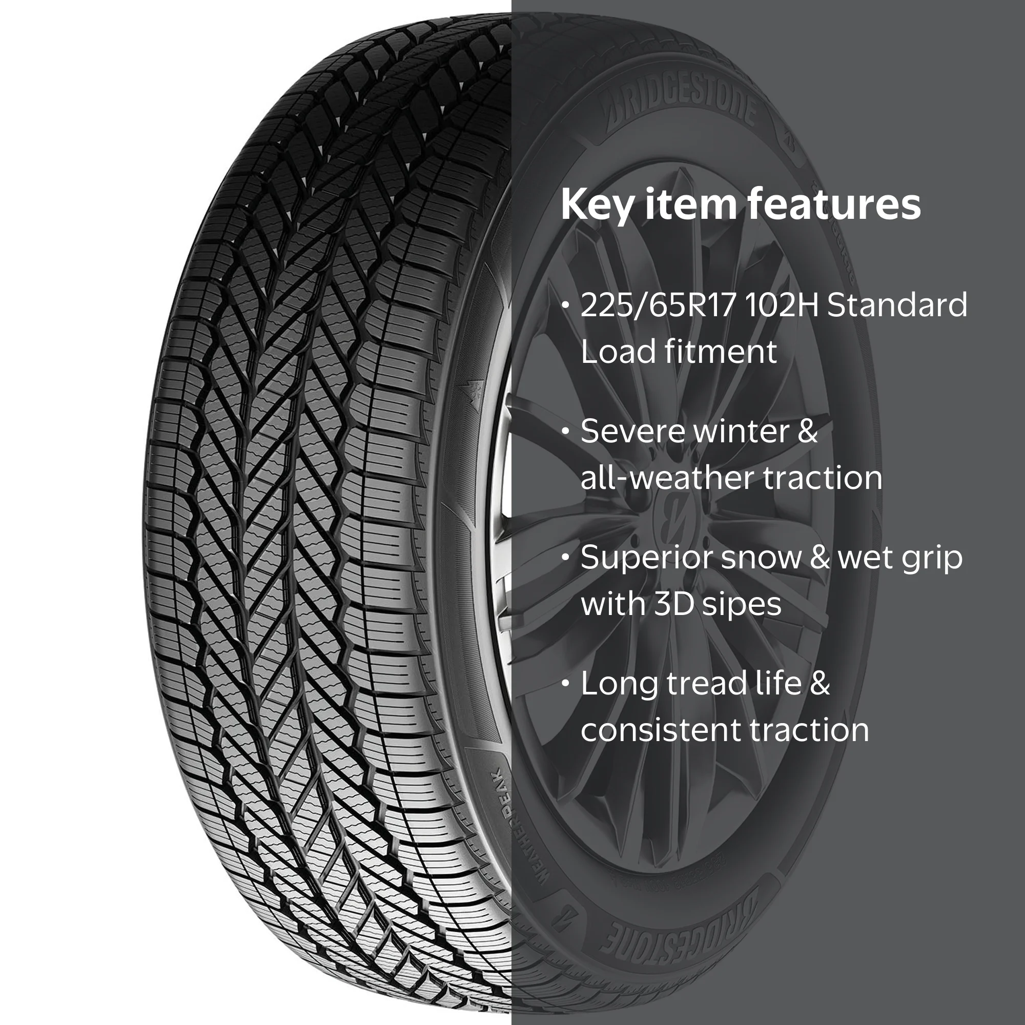 Bridgestone Weatherpeak 225/65R17 102H All-Weather Passenger Tire