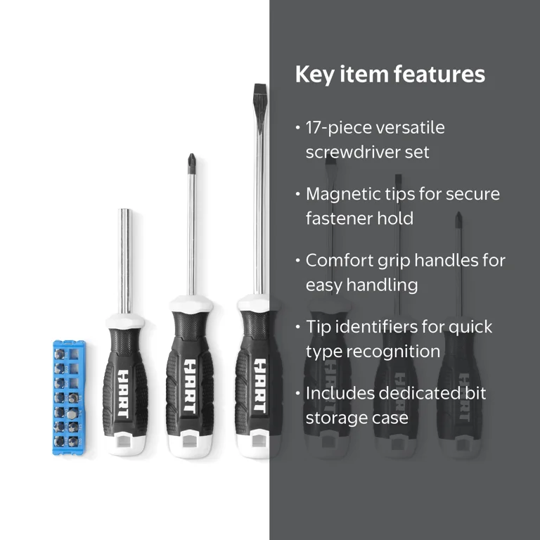 HART 17-Piece Magnetic Screwdriver Set with Comfort Grip - Walmart.com