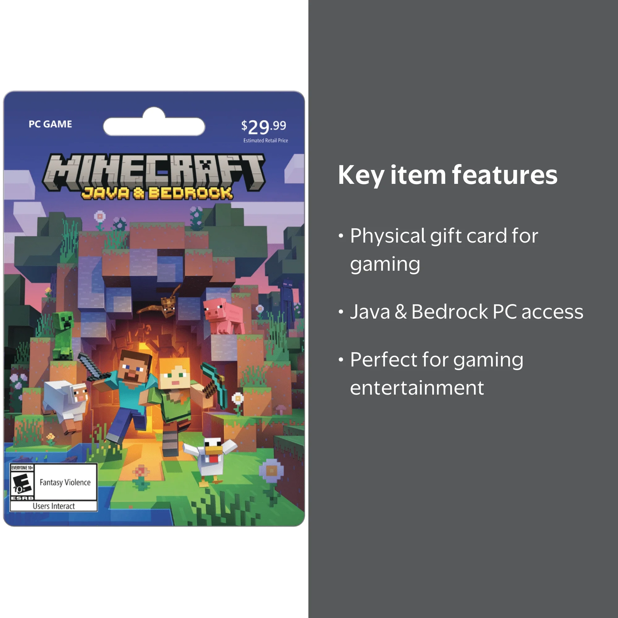 Minecraft Java & Bedrock PC Game Gift Card [Physical] - Walmart.com