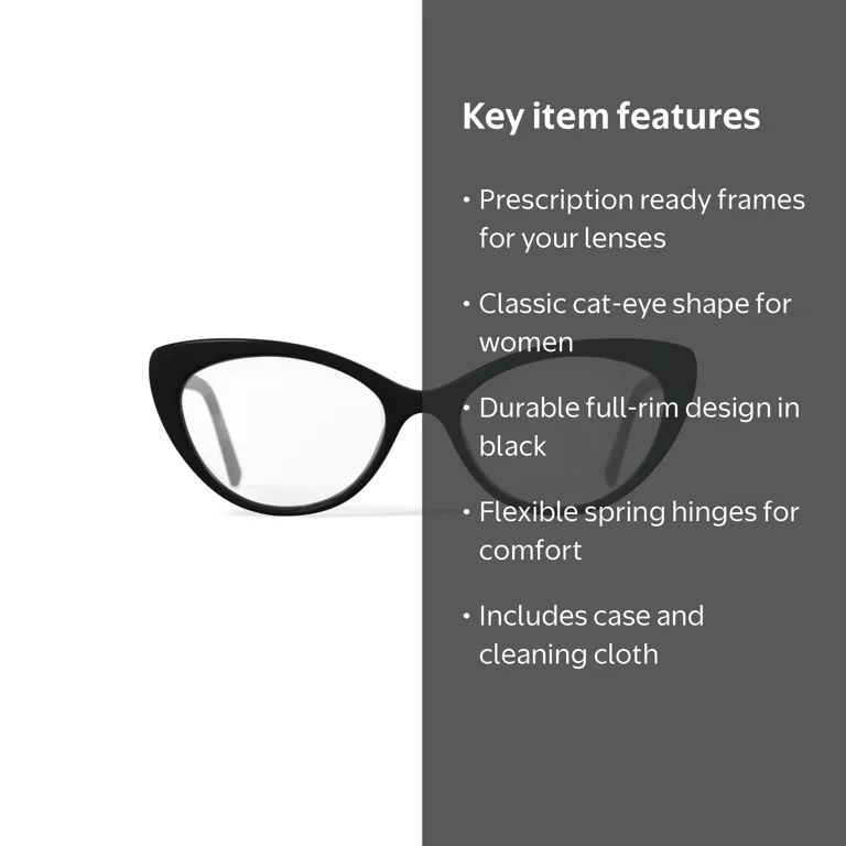Flower Women's FLR6045 Prescription Eyeglasses with Case, Black