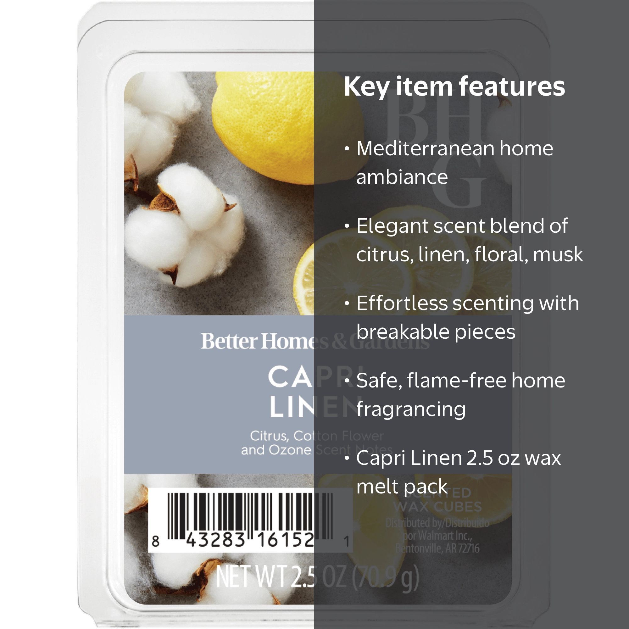 Better Homes & Gardens Capri Linen Scented Wax Melts 2.5 oz, Fresh