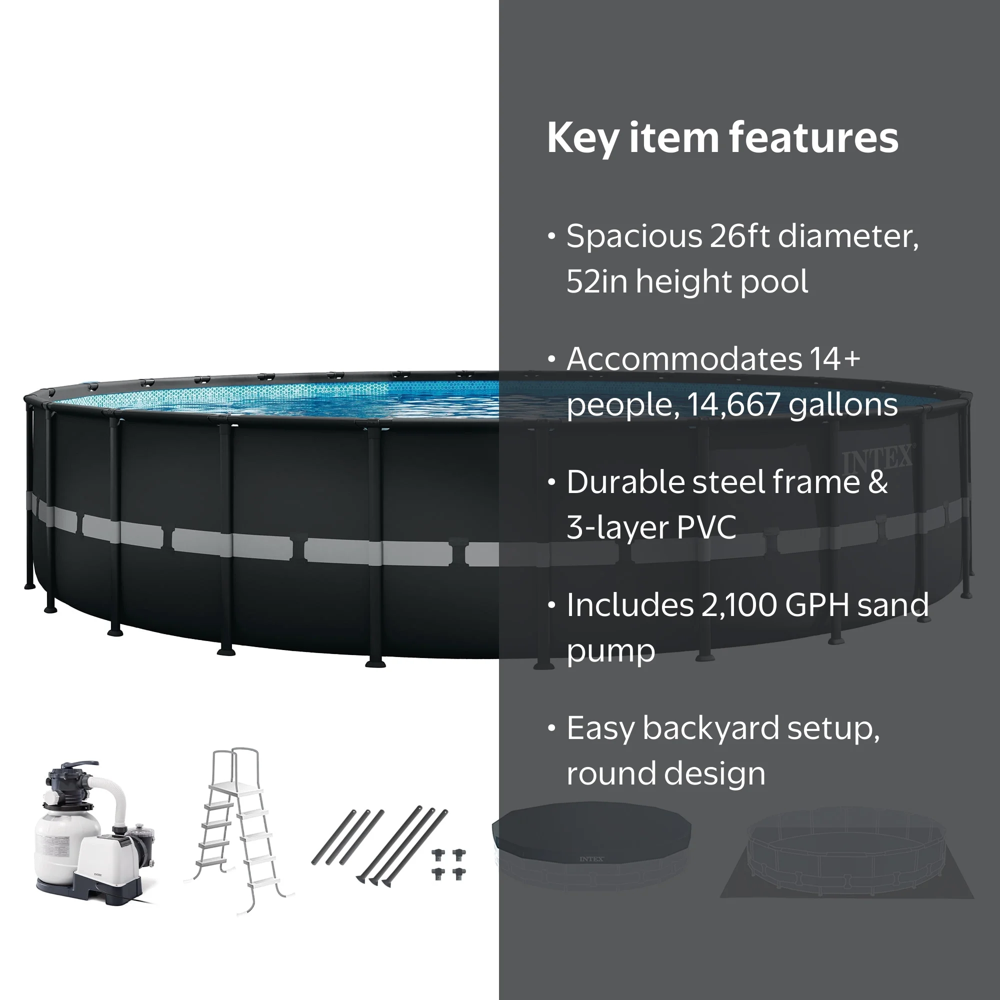 26 Ft x 52 In Ultra Frame Above Ground Swimming Pool with
