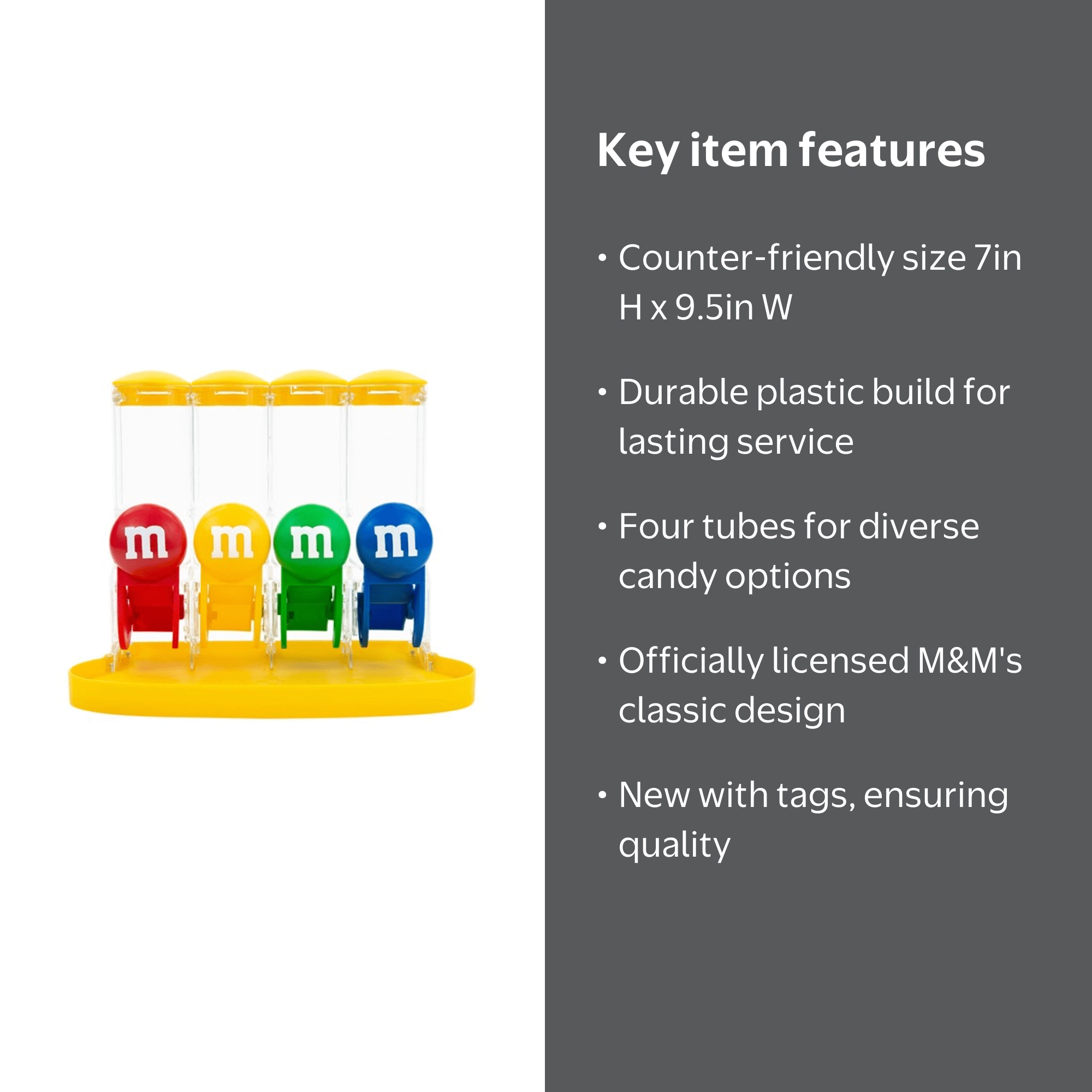 M&M's World Officially Licensed Four Tube Yellow Candy Dispenser