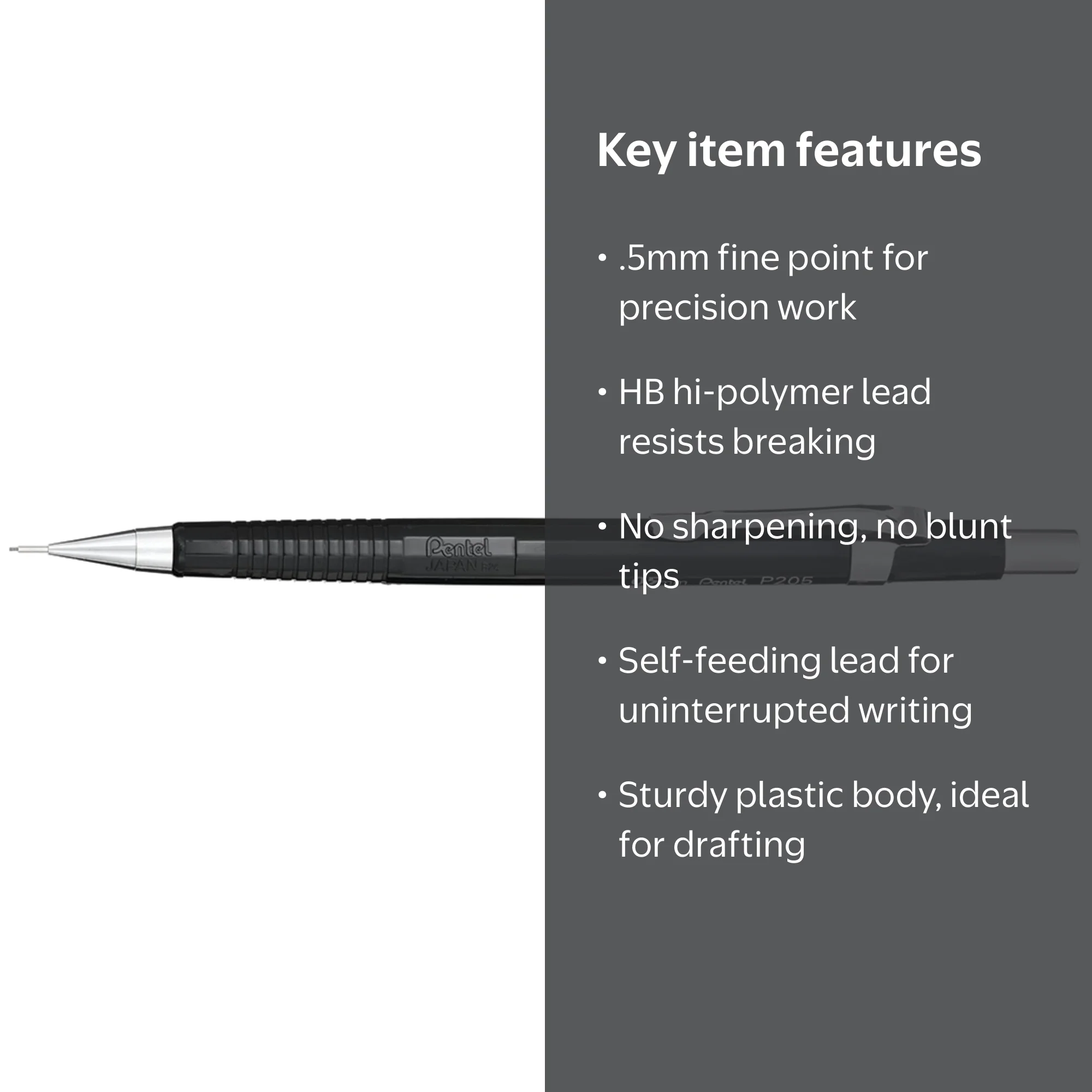 Pentel Sharp Mechanical Pencil, .5mm, Black, HB Lead - Walmart.com