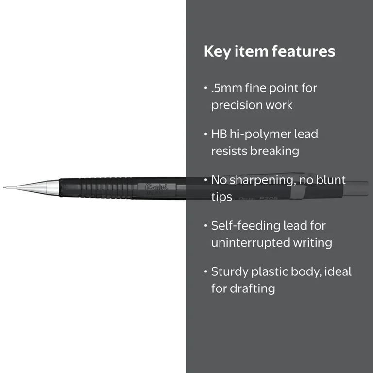 Pentel Sharp Mechanical Pencil, .5mm, Black, HB Lead - Walmart.com