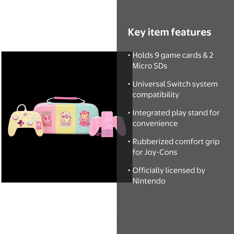 PowerA Nano Wired Controller, Protection Case and Comfort Grip for
