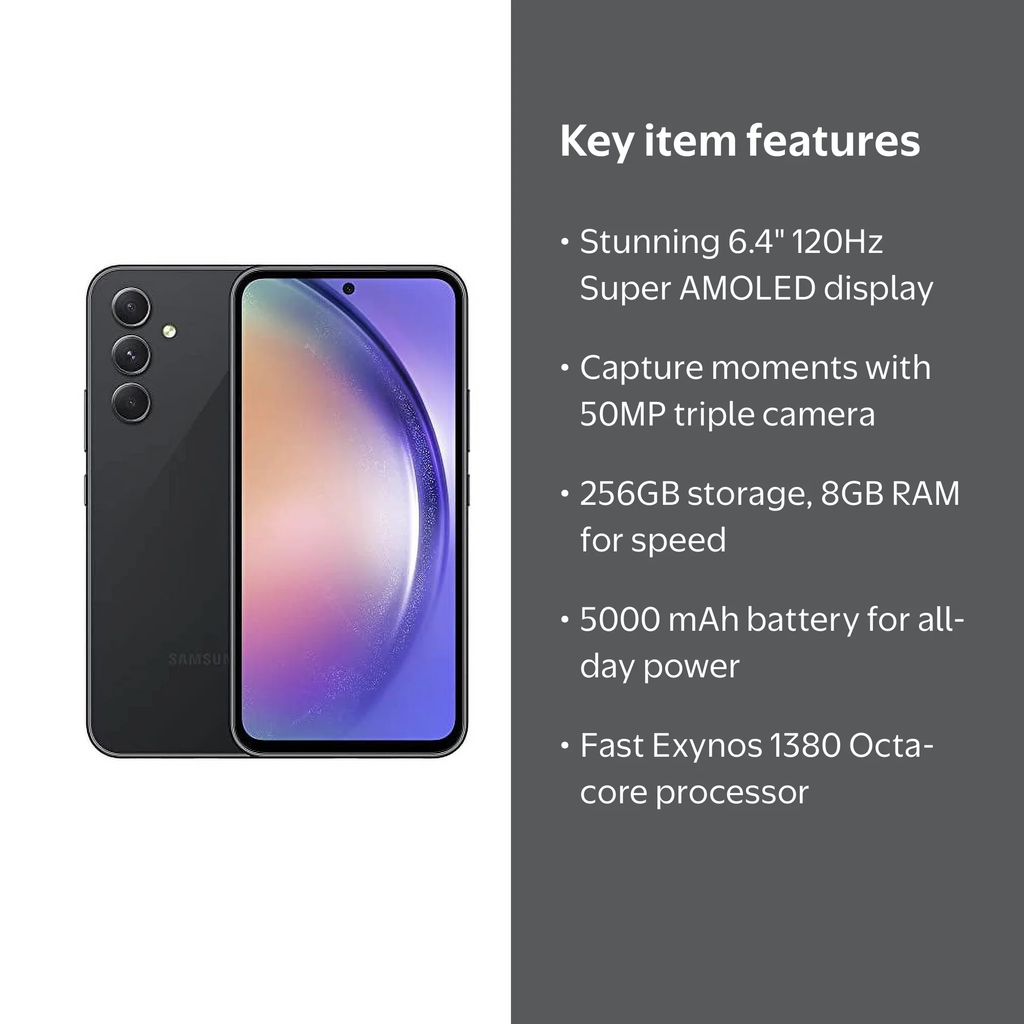 SAMSUNG Galaxy A54 5G, 4G LTE, 256GB + 8GB, Unlocked, Dual Sim