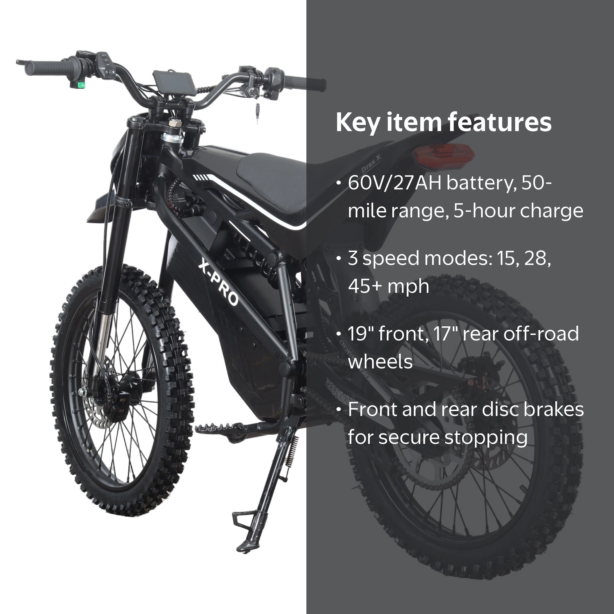 X-Pro 4200W Electric Dirt Bike Drax X for Teens Adults with 19
