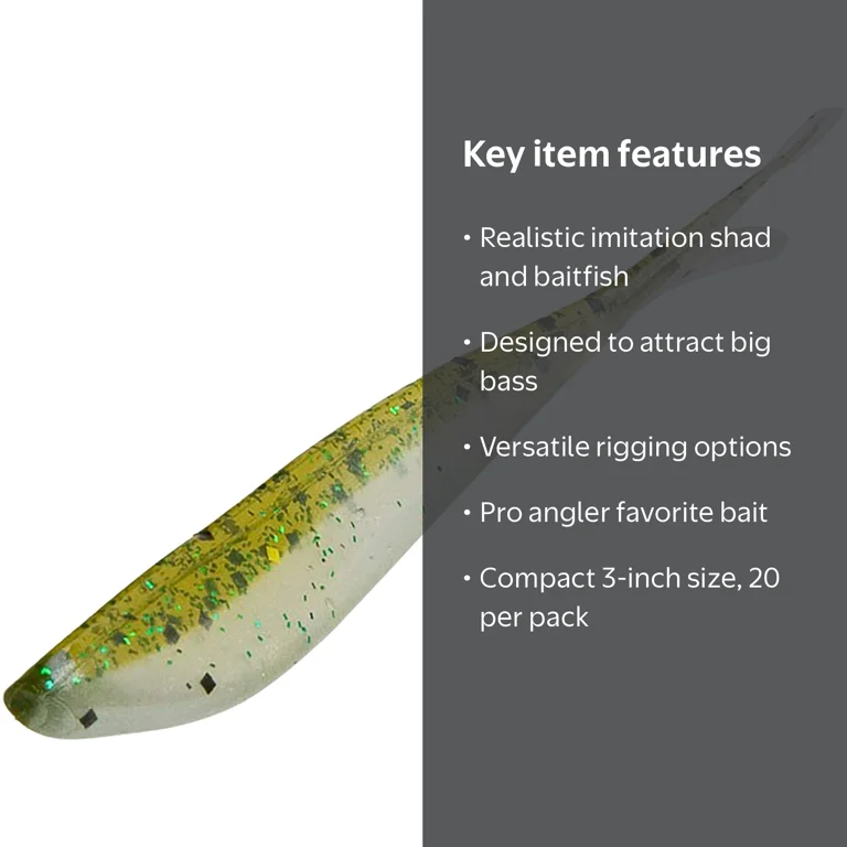 Zoom Tiny Fluke 3'' Baby Bass 20pk - Walmart.com