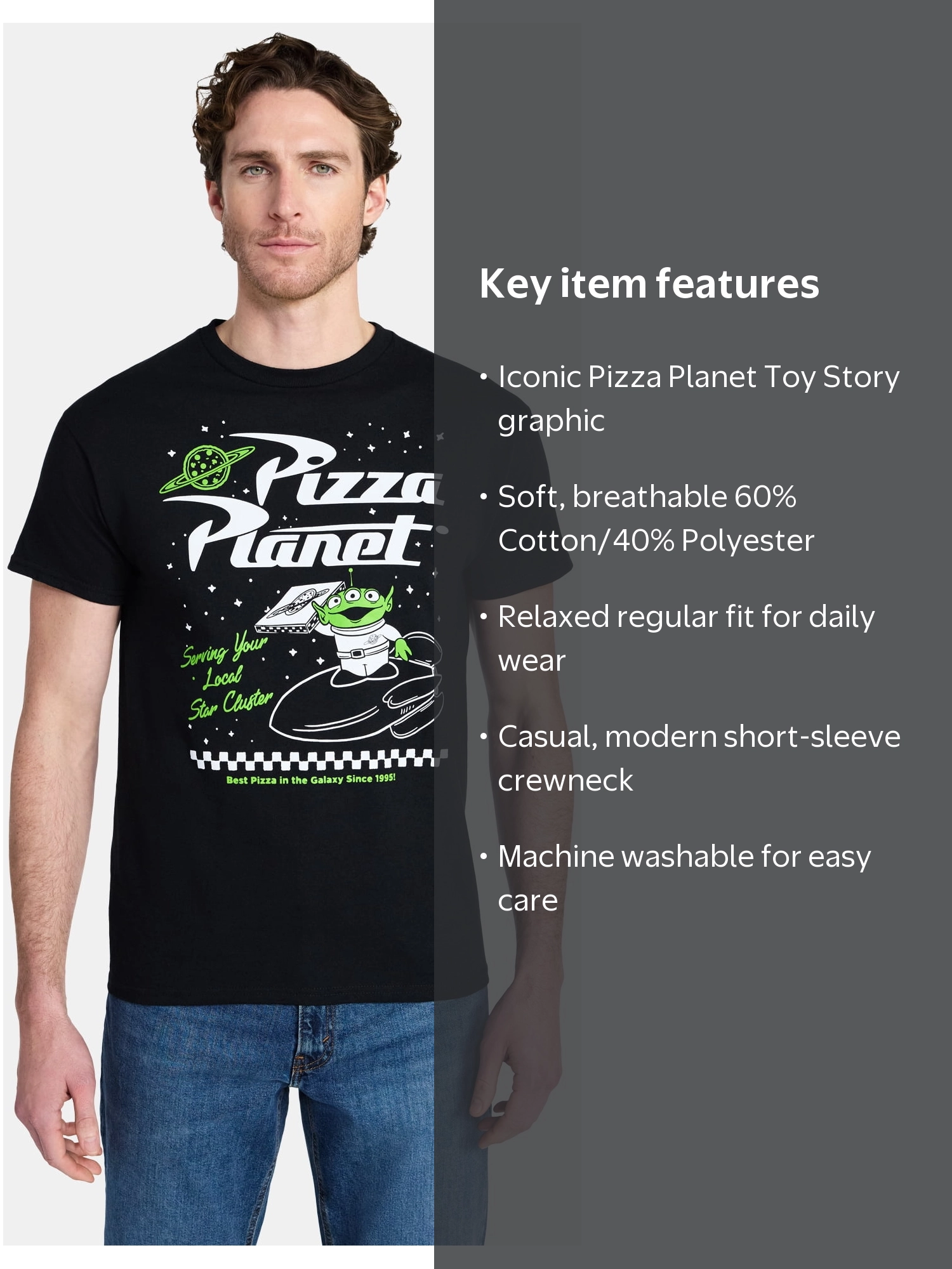 Toy Story Men's and Big Men's Pizza Planet Graphic Tee with Short