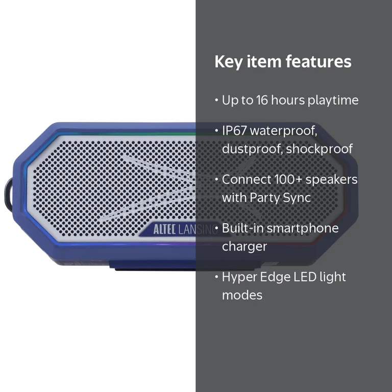 Altec Lansing Hydra Jolt 2.0 Waterproof Wireless Bluetooth Speaker