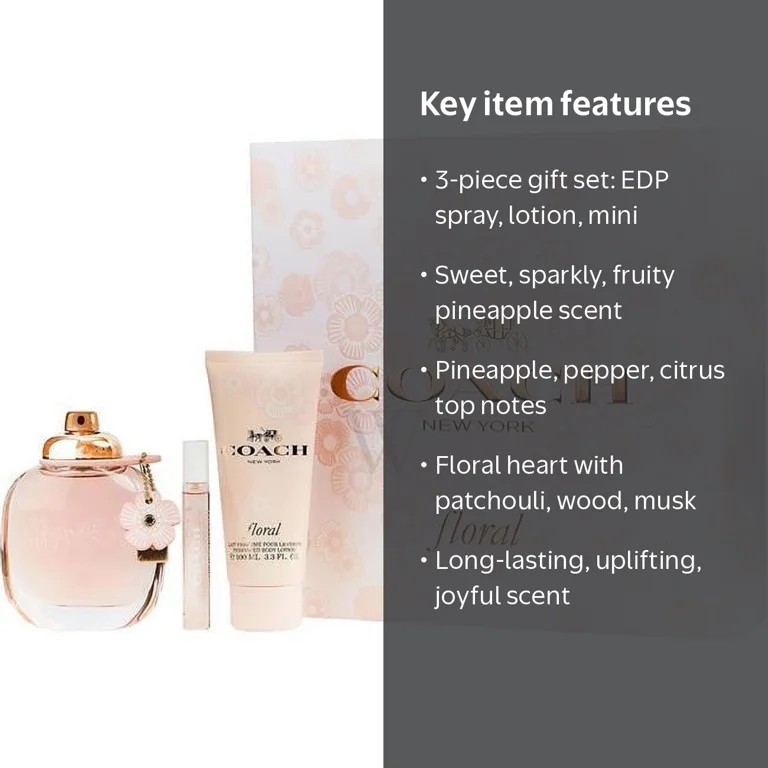 Coach Floral Eau De Parfum Mini Fragrance Lotion, 3 Piece Gift Set