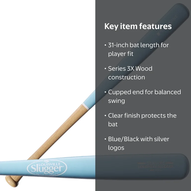 Louisville Slugger Genuine Mix Wood Baseball Bat - Blue, 31
