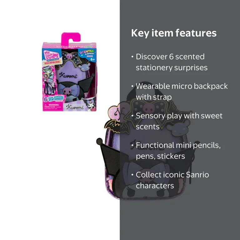 Real Littles Hello Kitty Scented Backpack, 6 Mini Stationery