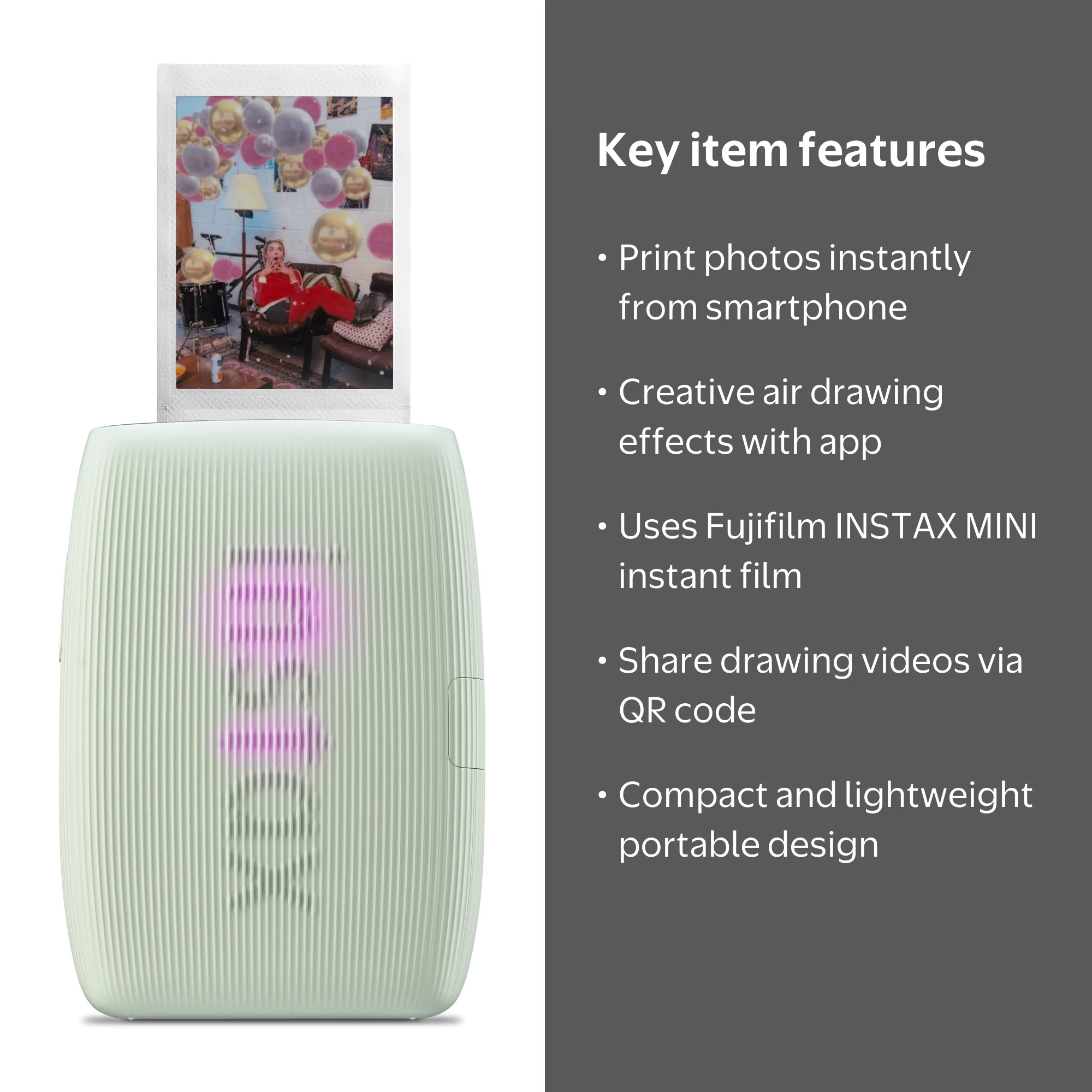 Fujifilm, instax Mini Link 3 Printer, Green, Smartphone Compatible