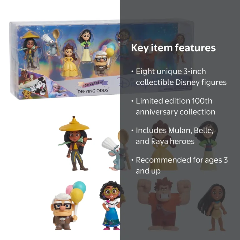 Disney, Kids Toys, 8-piece Figure Pack, Celebrates 100 Years of