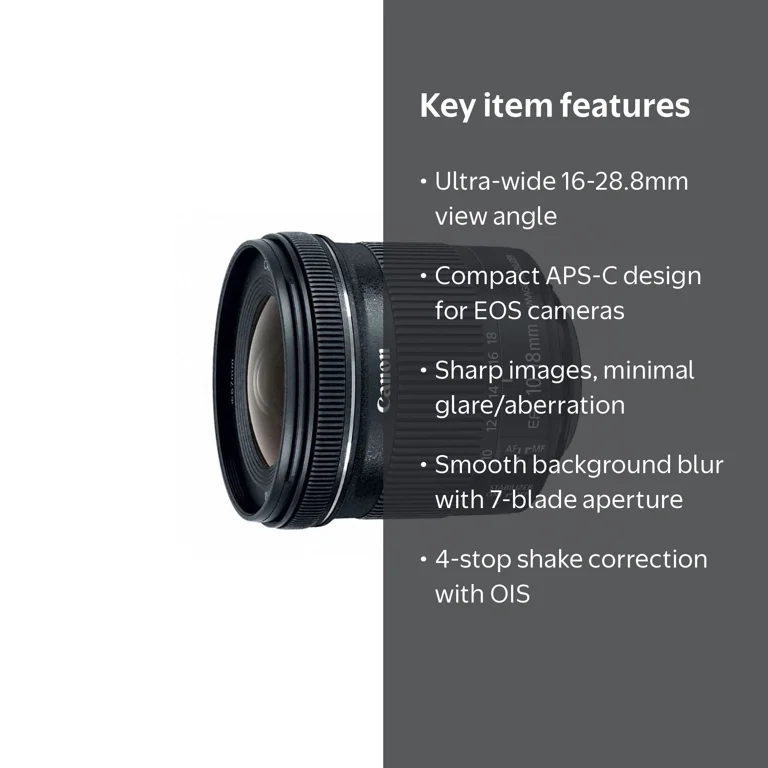 Canon, Lens, EF-S 10-18mm f/4.5-5.6 IS STM, Wide-Angle Compact