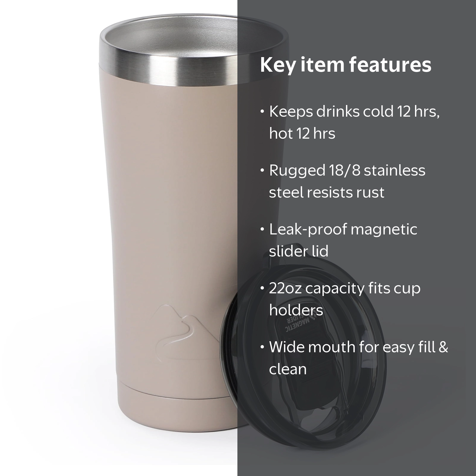 Ozark Trail 22 oz Insulated Stainless Steel Tumbler Tan, Keeps