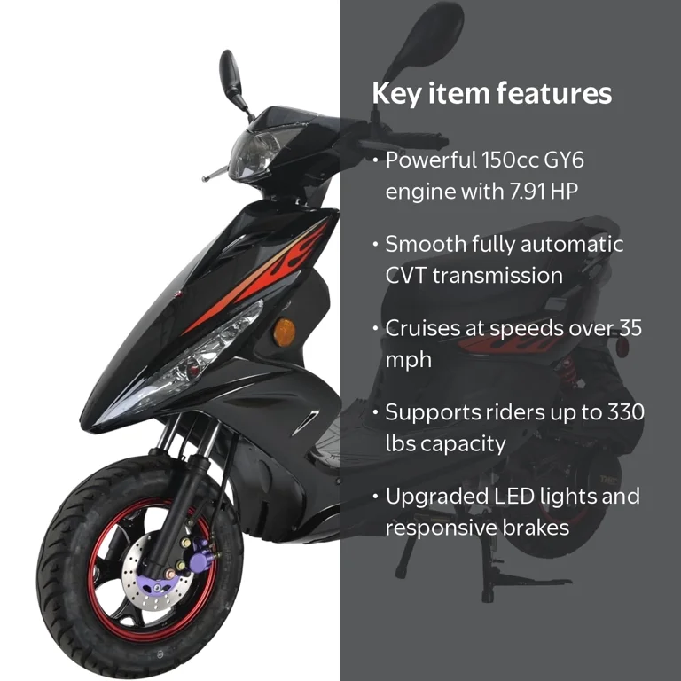 HHH Wave 150cc Fully Automatic Gas Street Scooter Moped for Adults