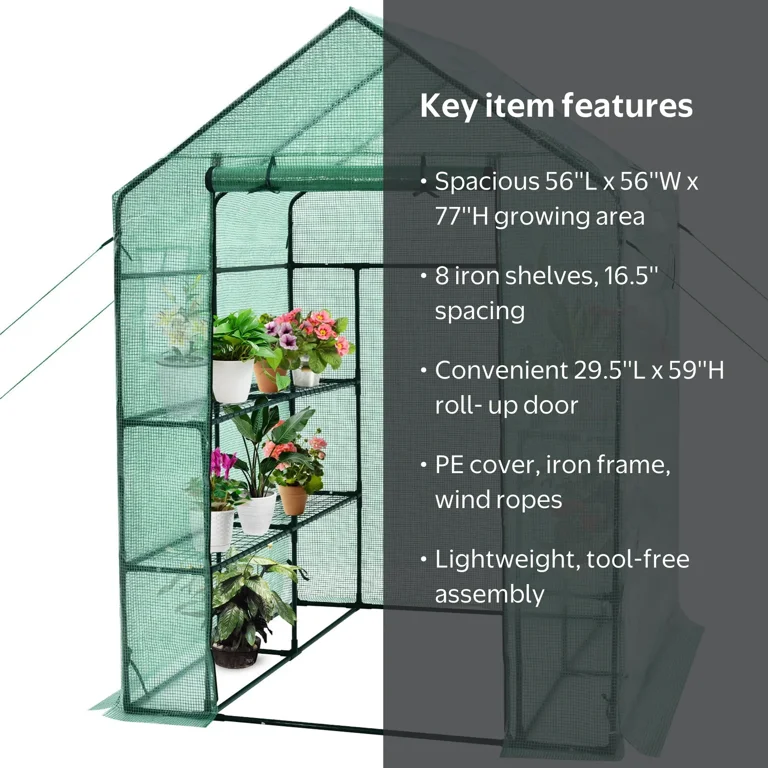 Gymax Portable Walk-in Greenhouse for Home & Backyard, 56''x56