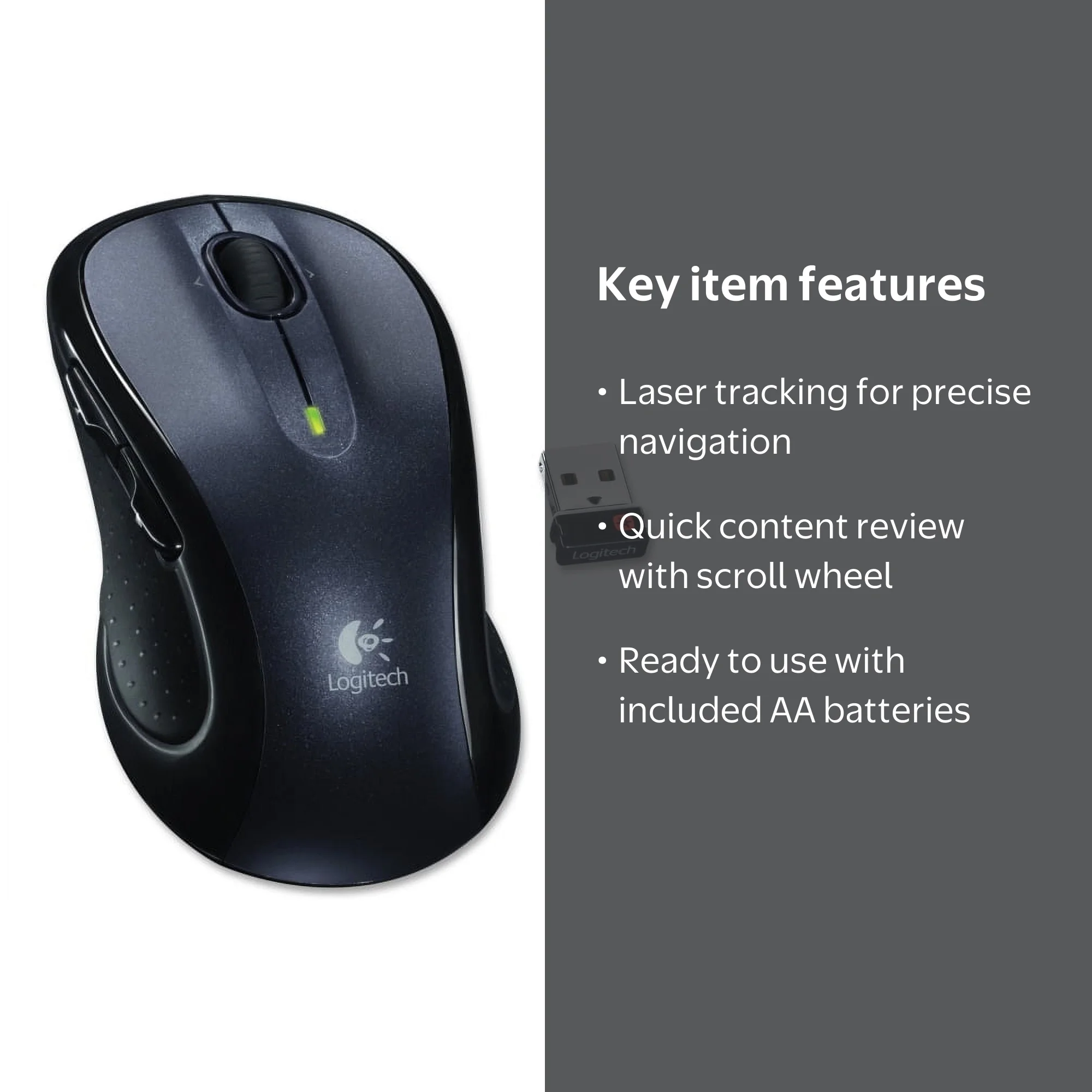 Logitech M510 Wireless Laser Mouse, Black, Model: 910-001822