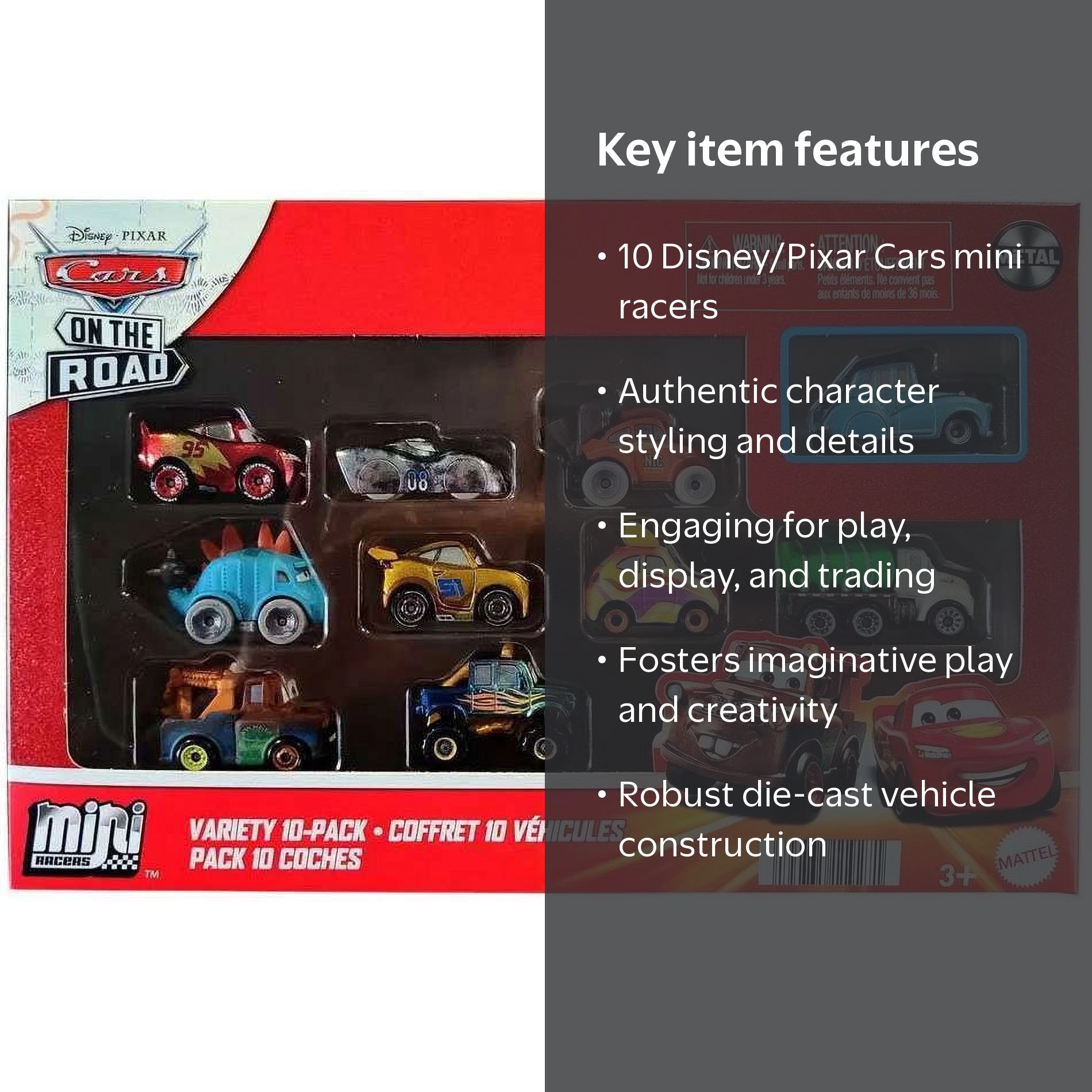 Mattel, Disney Pixar Cars Mini Racers, GKG08, Multicolor 10 Pack