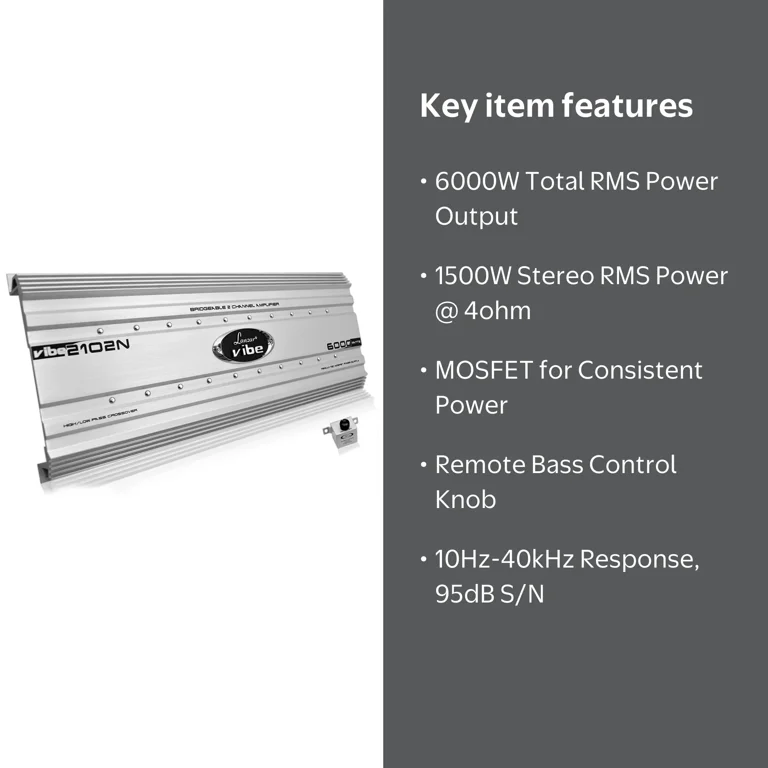 Lanzar Vibe 6000 Watt 2 Channel Bridgeable Full Car Stereo Mosfet