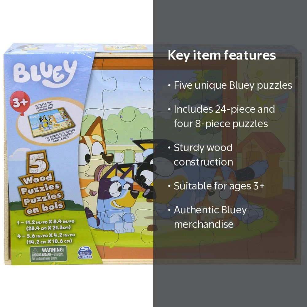 Bluey, Wood Puzzle Set, 5pk, 11
