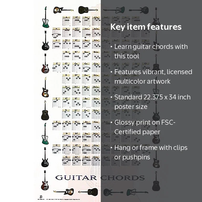 Guitar Chords II - Learn to Play Guitar Wall Poster, 22.375