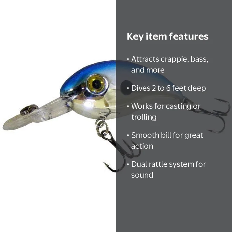 Arkie Lures 220 Series Crappie Crankbait Blue Shiner, 2'-6' Diving